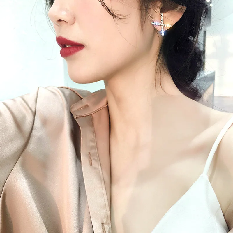 Женские серьги гвоздики с крестом серебро 2019 пробы|Серьги-гвоздики| |