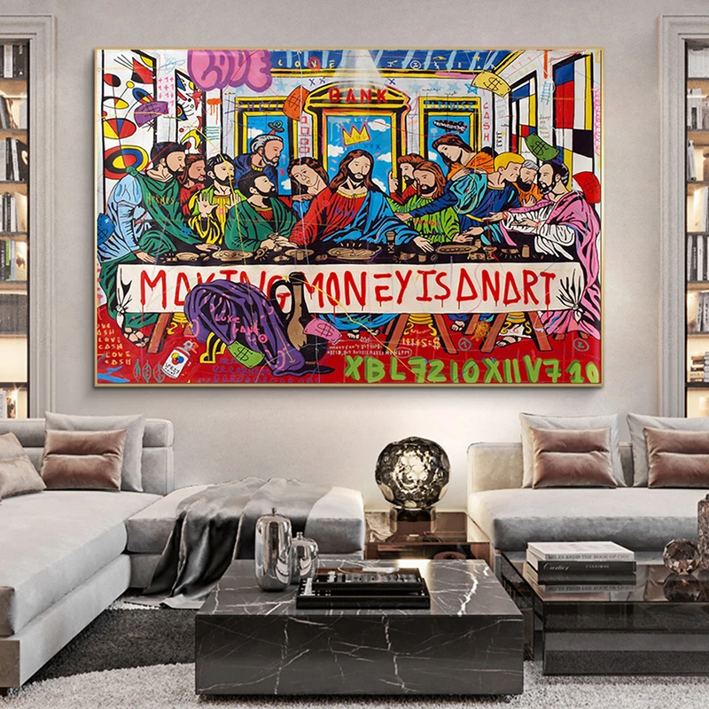 

Abstract Figure Street Art Graffiti Art The Last Supper Canvas Painting Posters and Prints Wall Art Pictures Home Decoration