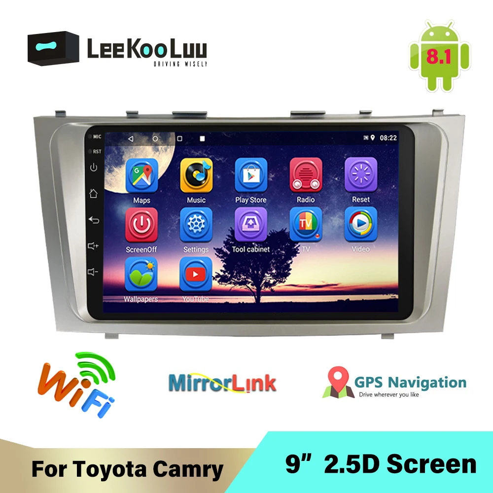 Автомагнитола LeeKooLuu 2DIN Android 9 дюймов 2.5D GPS навигация Wi Fi Mirrorlink USB аудио для Toyota Camry 2006