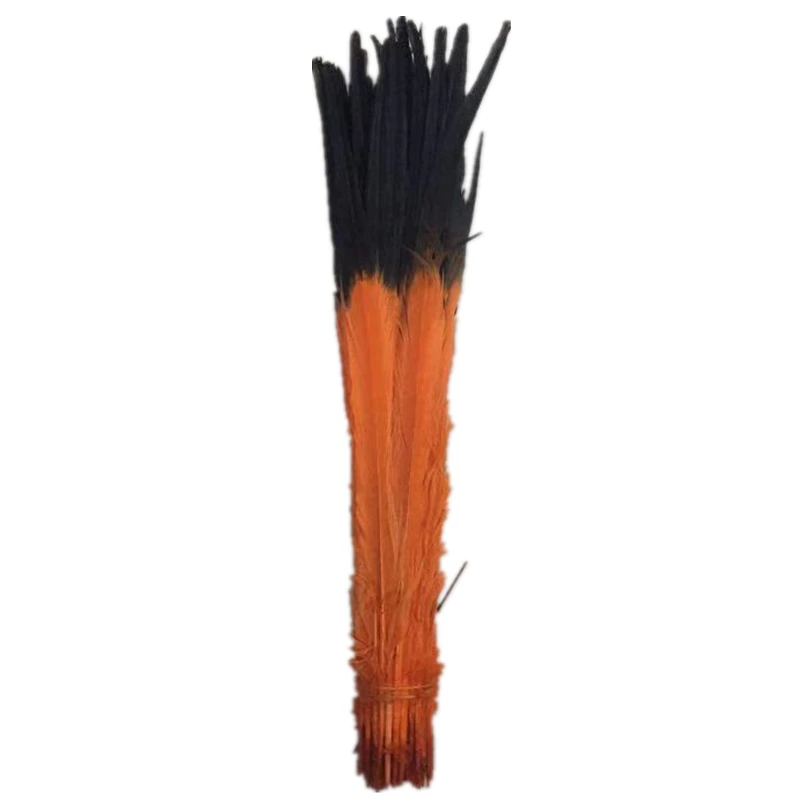 Orange Black 100 шт./партия, 40-45 см, 16-18 дюймов, два цвета, красивый узор, хвост фазана, перья для поделок, карнавальный Декор - Цвет: Orange Black