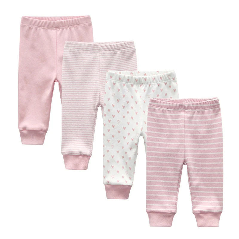 

3/4PCS Baby Pants Newborn Solid 100%Cotton Cartoon Four Seasons Soft Baby Girl Pants 0-24M Baby Boy Trousers Pants Accessories