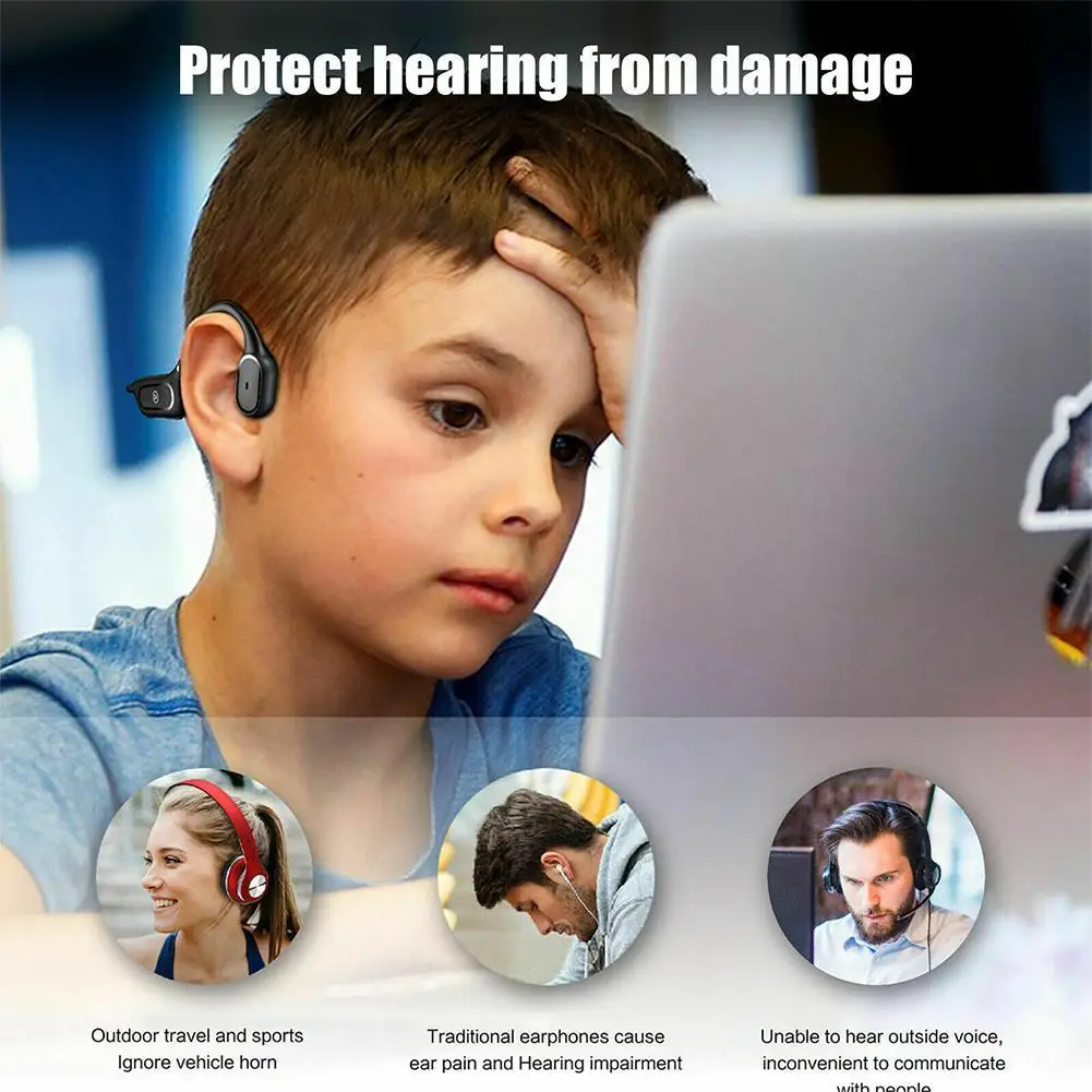 

NEW Bone Conduction Bluetooth Earphone Sport Wireless Mic Headset Headphone Earbuds Handsfree With Bluetooth H7L7