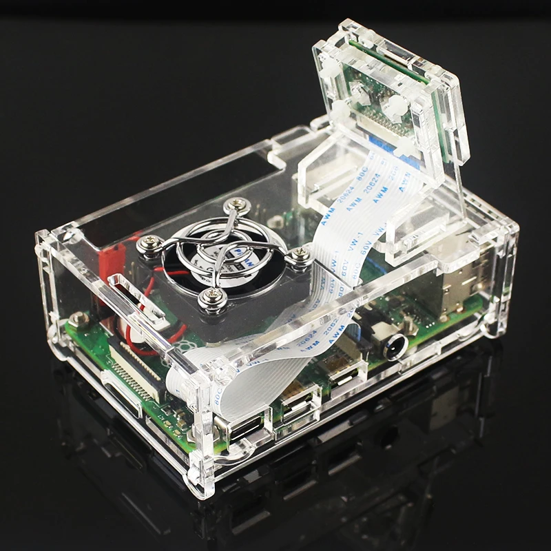 Прозрачный акриловый чехол для корпуса с кронштейном камеры Raspberry Pi 4 Model B новый и