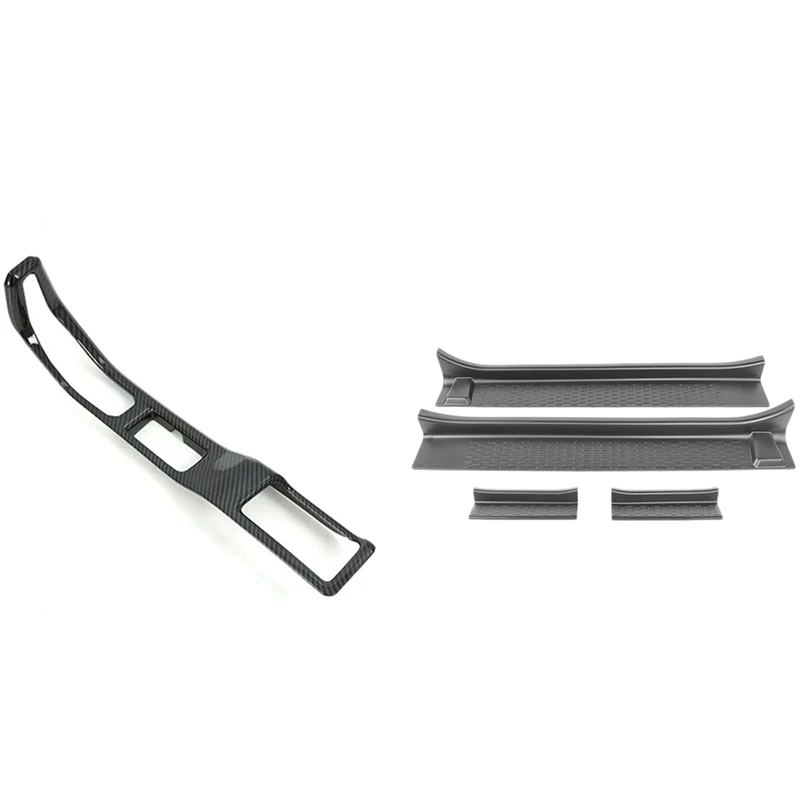 

1 Pcs Car Interior Gear Shifter Panel Handbrake Cover Trim & 1 Set Front Entry Guards Door Sill Plate Protectors