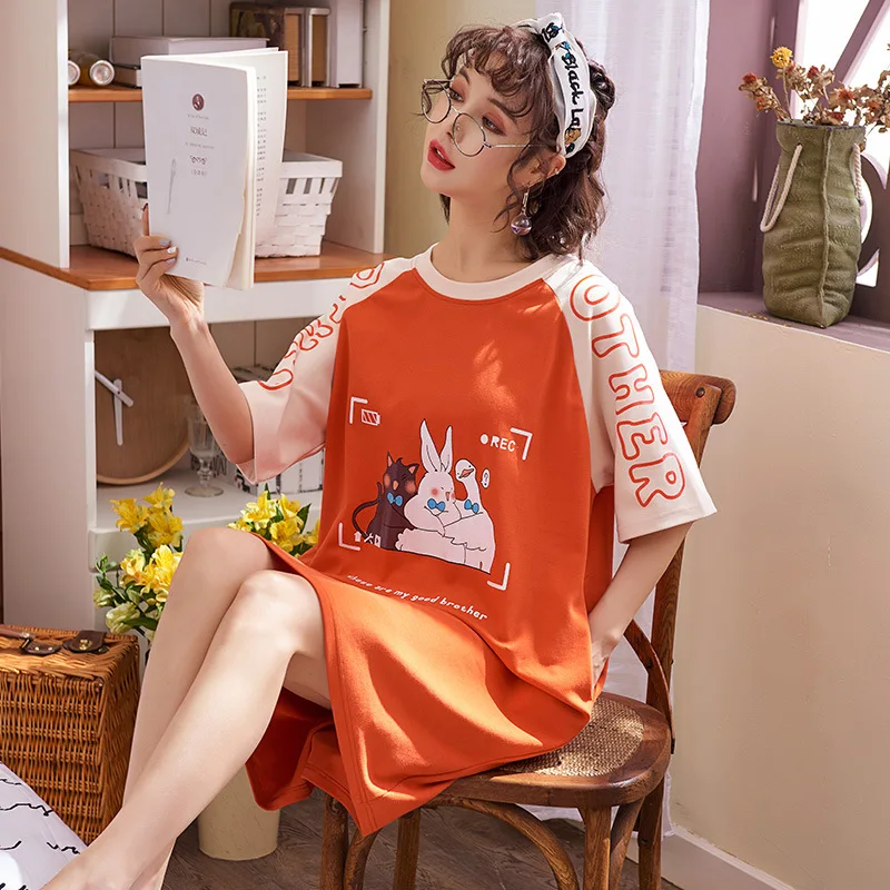 Hawiton/100% хлопковое Ночное платье модная Милая длинная ночная рубашка свободная