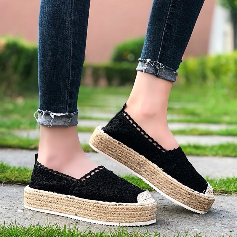 Лоферы женские сетчатые без застежки повседневные плетеные туфли на плоской