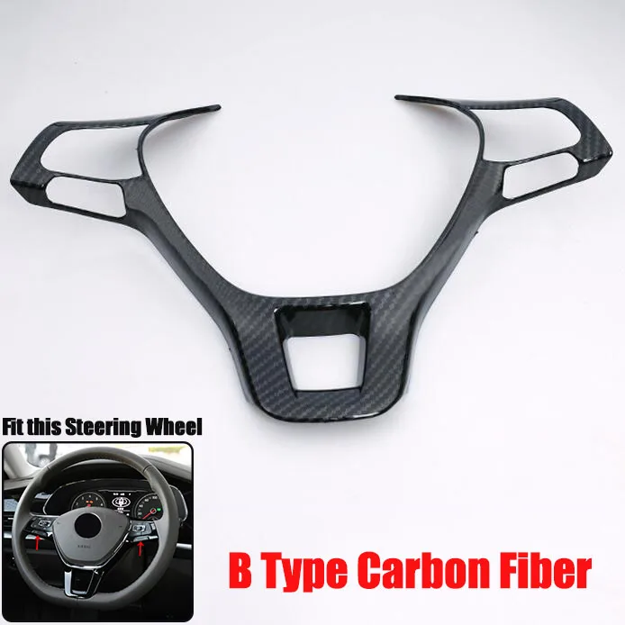 B type Carbon Fiber Автомобильные аксессуары отделка рулевого колеса для Volkswagen T-ROC C-TREK T-Cross TAYRON Phideon Teramont Atlas Arteon Fox MULTIVAN Sharan - Название цвета: B type Carbon Fiber
