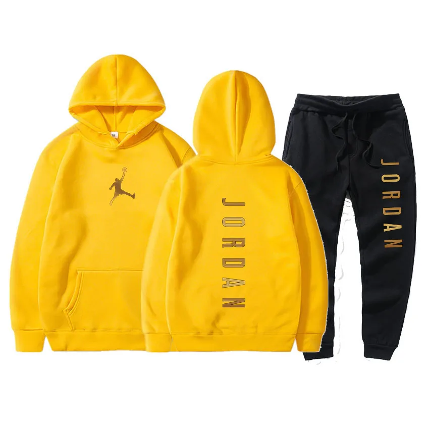 

New 2021 hot-selling men's sportswear autumn and winter new high-quality men's hoodie + pants two-piece casual sportswear suit