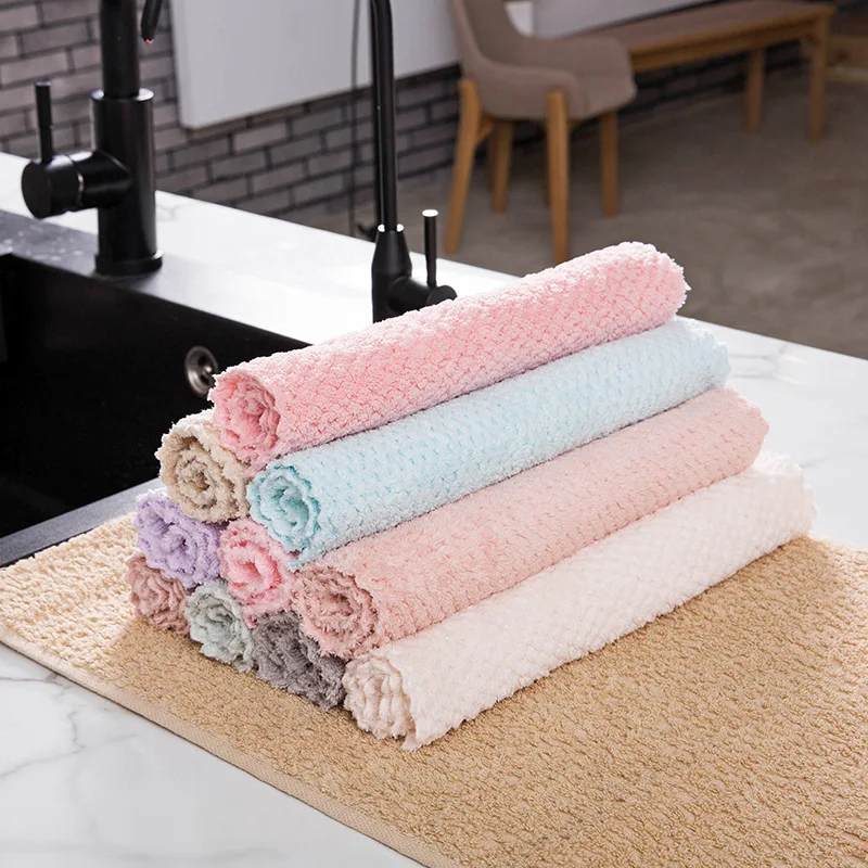 

5-piece Set Cleaning Cloth Rags Water Absorption Double-sided Towel Non-Stick Oil Washing Cleaning Rags for Kitchen Supplies