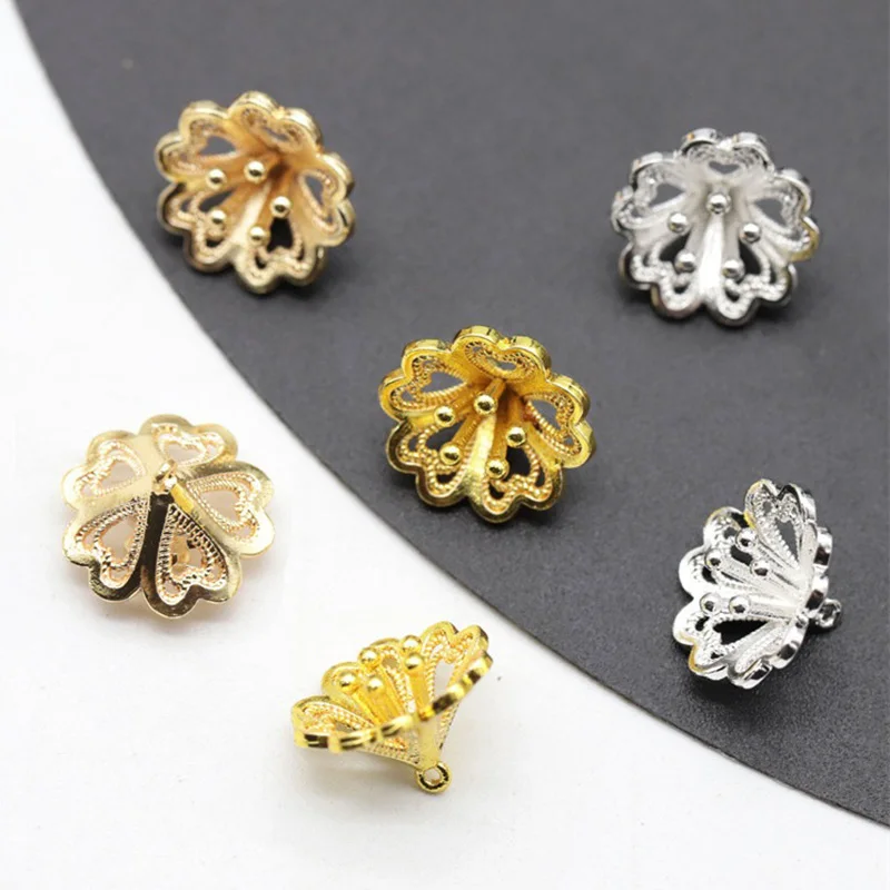 

2pcs Floral Pistil Stamen Gold/Silver Preserving Plated 14mm Copper Metal Loose Pendant Beads for Jewelry Making DIY Flower
