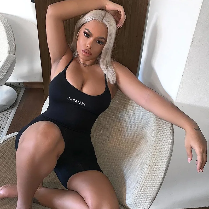 

Новинка лета 2021, модный спортивный комбинезон на бретельках с надписью