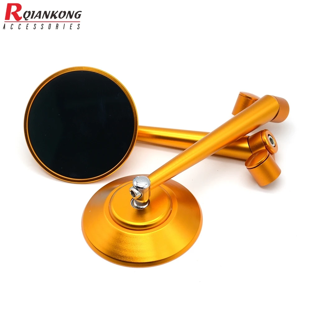 Зеркало заднего вида мотоциклетное универсальное алюминиевое синее стекло на