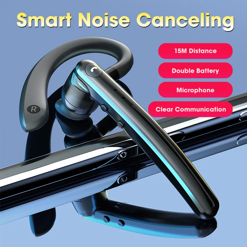 

Handfree Bluetooth Headphones Noise Cancelling Wireless Headset Ear Hook Earphone for Driver Sports Headphone with Microphone