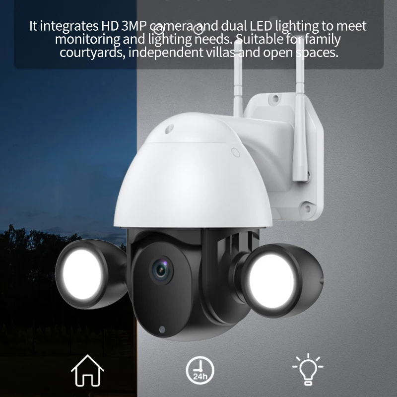 

Tuya 3MP Surveillance Cameras With WIFI IP Video Recorder Smart Floodlight Garden Security CCTV Camera PTZ IR IP66 AI Auto Track