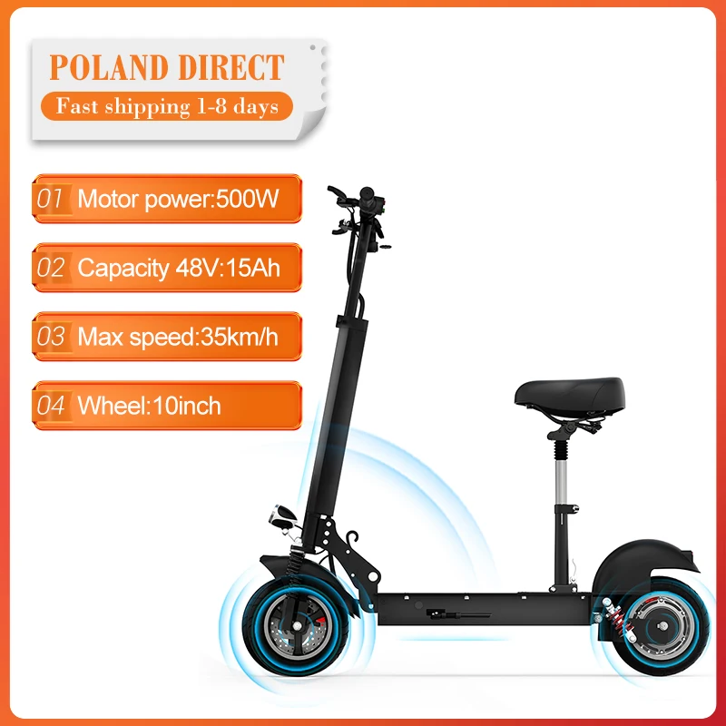 [Прямой эфир] TOODI 10 дюймов складной электрический скутер 48V 15Ah 500 Вт скейтборд с