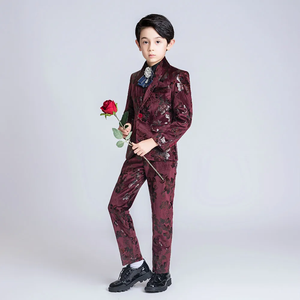YuanLu/Новые Детские костюмы роскошные бархатные из 4 предметов для мальчиков на