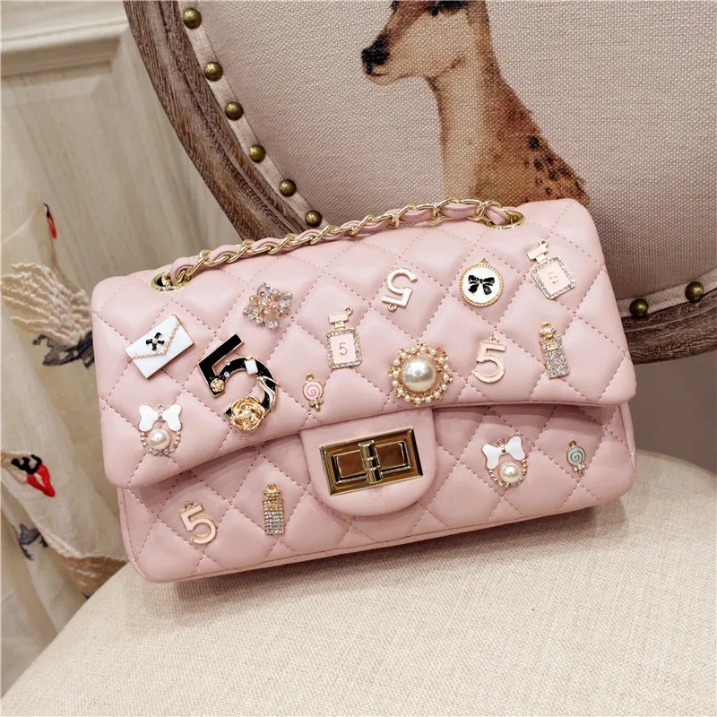 

2020 Female Wild Personality Set Rhinestone Rhombic Shoulder Messenger Bag Luxury Fashion Women Purse and Handbags Channels Bags