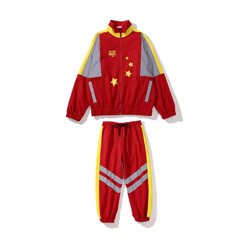 

Children Hip Hop Costume Girls Reflective Tops Pants Boys Street Drum Show Long Sleeve Hip Hop Clothing Kids Casual Wear BL5008