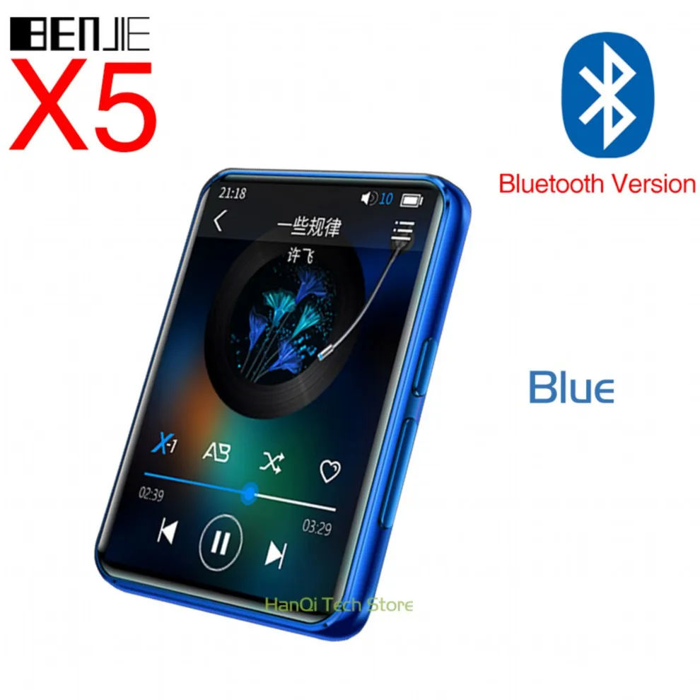 Bluetooth 5,0 MP3 плеер Benjie X5 полный сенсорный экран 8 Гб 16 Гб музыкальный плеер со встроенным динамиком fm-радио рекордер видео электронная книга - Цвет: Blue with Bluetooth
