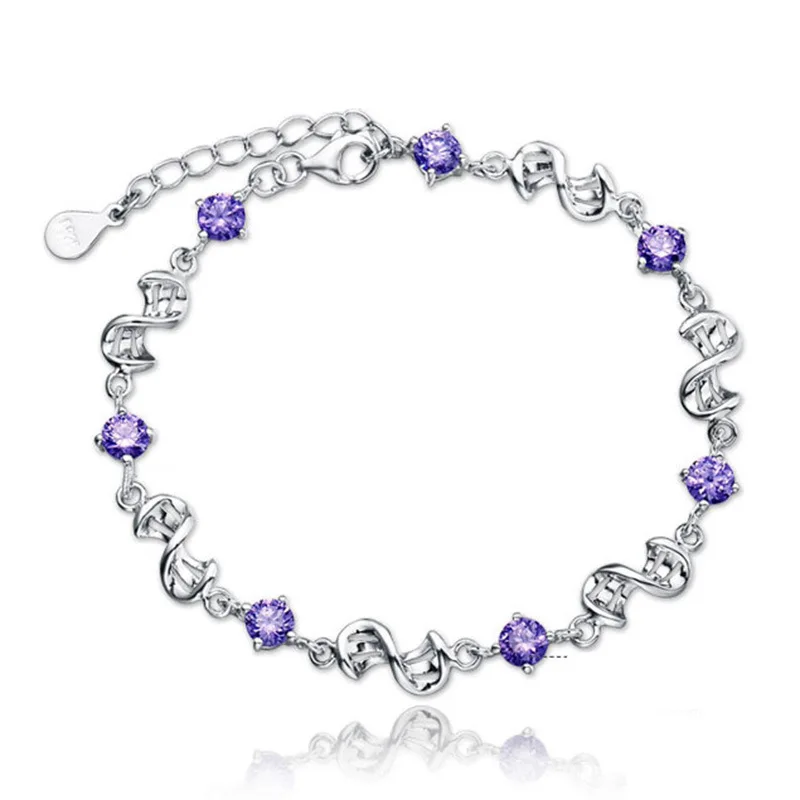 Female Purple Crystal Bracelets High Quality Chain &amp Link Bracelet Simple Charming Hand Jewelry | Украшения и аксессуары
