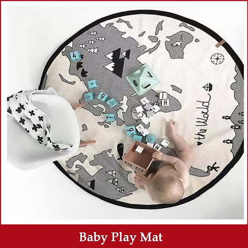 Карта мира Хлопковое одеяло для ползания напольный ковер детские игровые