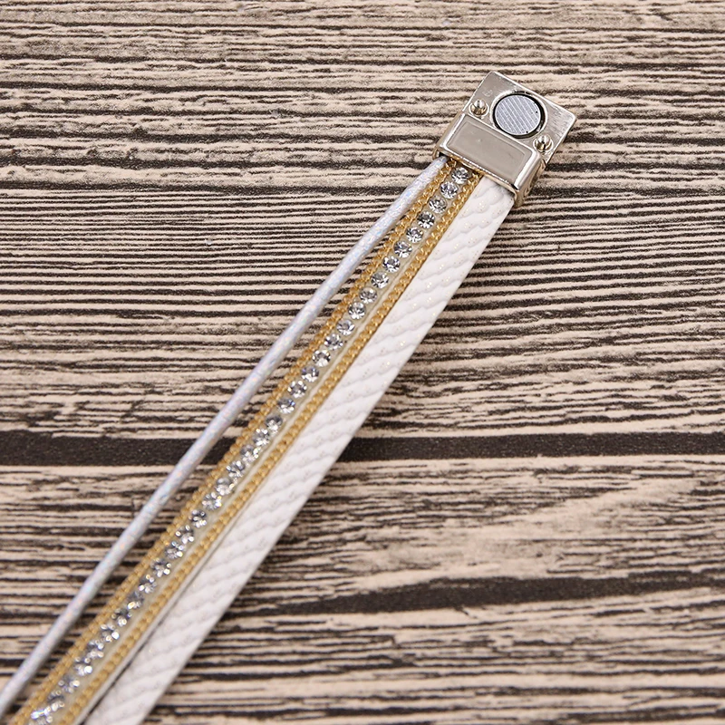 STRATHSPEY Многослойный кожаный браслет для женщин винтажные стразы браслеты ручной