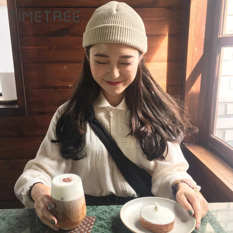 Модная короткая зимняя шапка бини одноцветная вязаная теплая мягкая мужская и