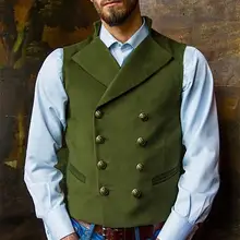 Beckham – gilet de costume pour homme, coupe cintrée, couleur unie, Double boutonnage, pour Business, pour marié, mariage  (4)