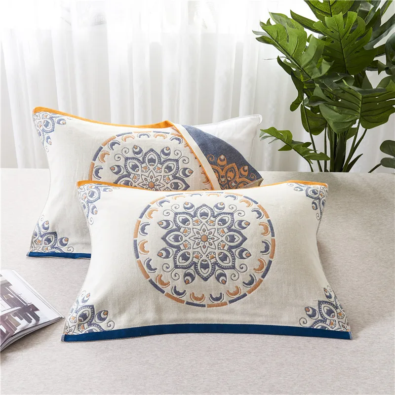 

Gauze pillowcover 6 layer gazue pillowcase 100% cotton bobemia style pillowslip jacquard sleeping slip 50*80cm 2pcs/lot home use