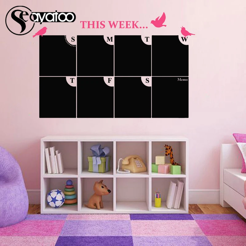 На этой неделе доска календарь стираемая виниловая наклейка на стену Наклейка