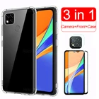 Прозрачный силиконовый чехол для Xiaomi Redmi 9C NFC 9A Note 9s 8 9 Pro 8T 8A Mi 10T Lite Poco X3 M3 камера + Переднее закаленное стекло