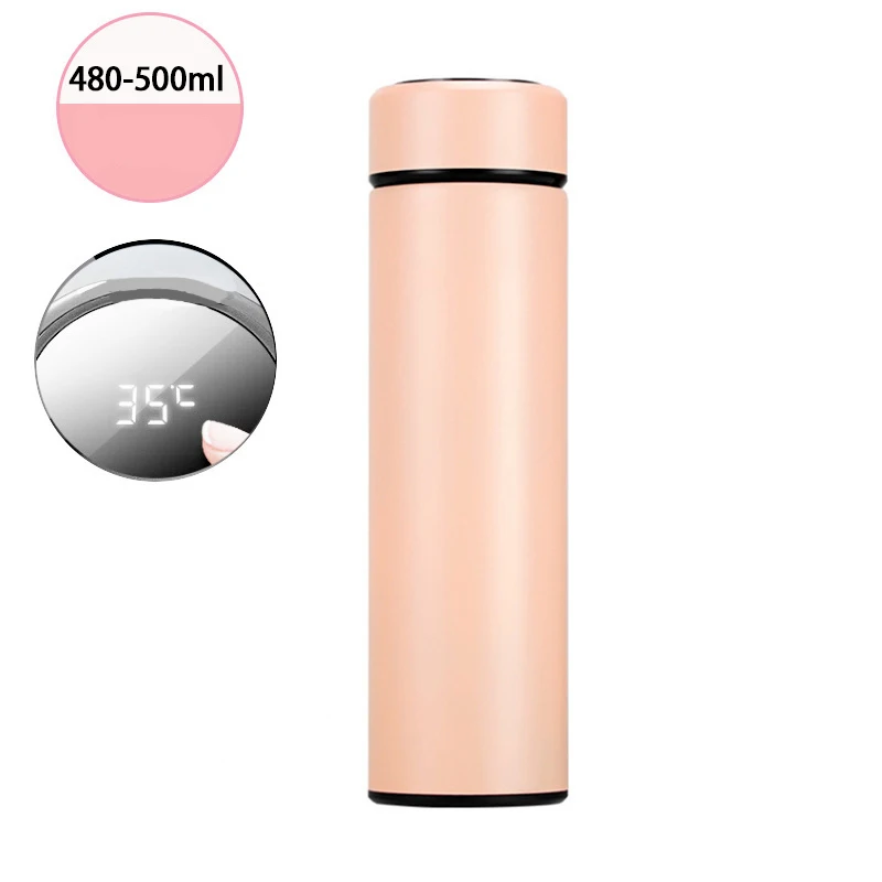Light Pink Модная умная Термокружка с температурным дисплеем из нержавеющей стали, термобутылка для воды с ЖК-сенсорным экраном, водонепроницаемая Вакуумная чашка - Цвет: Light Pink