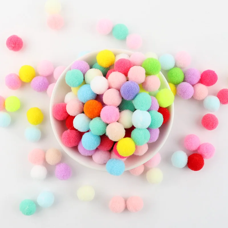 Оптовая продажа 15 мм помпон многоцветный Мягкий Пушистый Плюшевый ручной работы