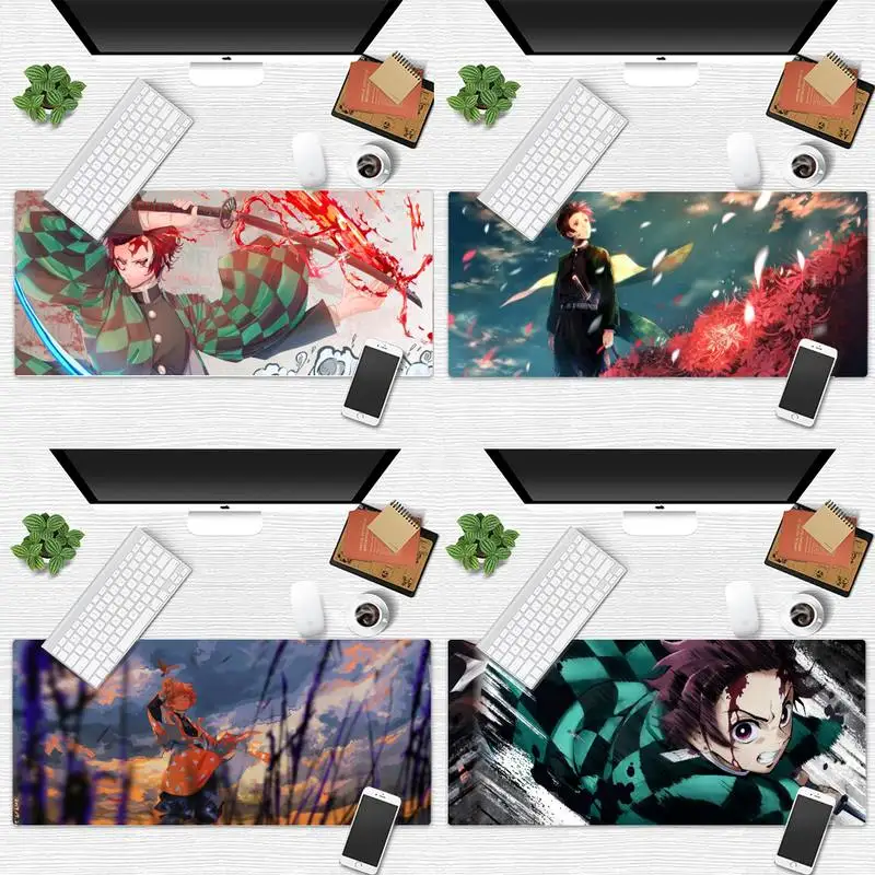 

Kimetsu No Yaiba anime Gaming Player desk laptop Rubber Mouse Mat Desk Gamer Work Large Mouse pad mats Non-slip Laptop Cushion