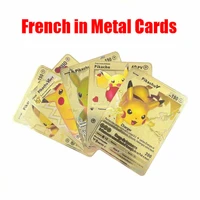 5pcsset new pokemon gold metal cards pikachu charizard collection card v vmax card action figure model kids play game gift
