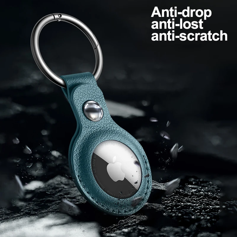

Luxurious Shockproof Protective Case For Apple AirTags Leather Hangable Key Ring Luggage Tag Bag Charm Loop