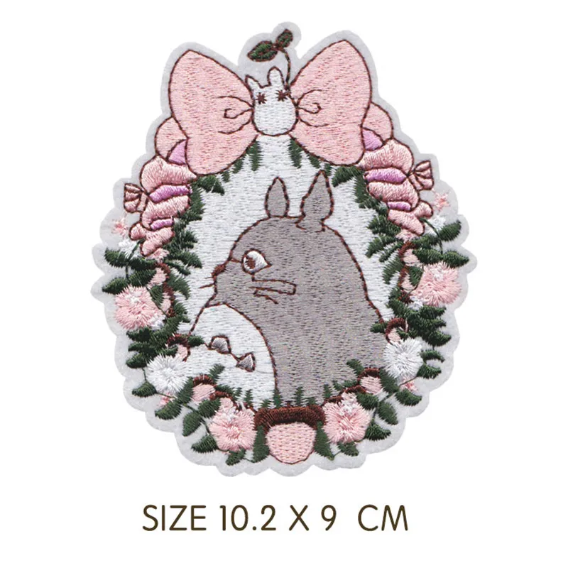 Cartoon My Neighbor Totoro Animal Patches for Clothes Merry-go-round rabbit Embroidery Appliques Child Clothing Accessories | Дом и сад