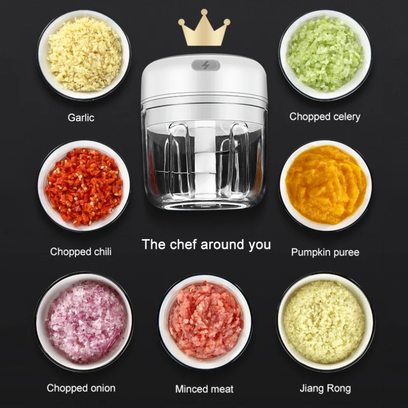 

New Electric Mini Garlic Chopper Garlic Cutter Garlic Masher Garlic Press Mincer Pepper Chili Vegetable Nuts Meat Grinder