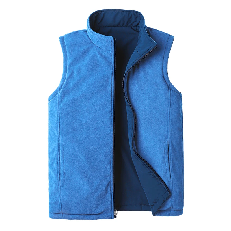 Новинка 2019 зимний мужской двусторонний флисовый жилет со стоячим воротником