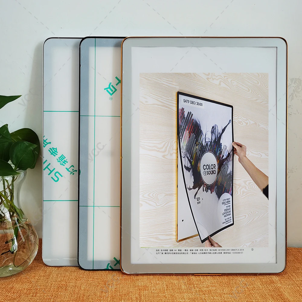 Металлическая магнитная рамка для фотографий золотая черная серебристая