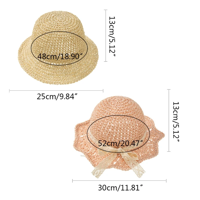 

Baby Bowknot Straw Hat Infant Wide Brimmed Sunhat Princess Summer Beach Bonnet Cap Newborn Photograpy Props