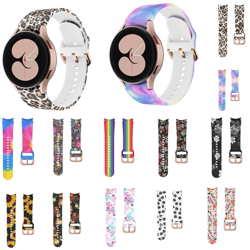 

Ремешок силиконовый для Galaxy Watch 4 40/44 мм, классический умный спортивный браслет с милыми мультяшными цветами, мягкий браслет для наручных час...