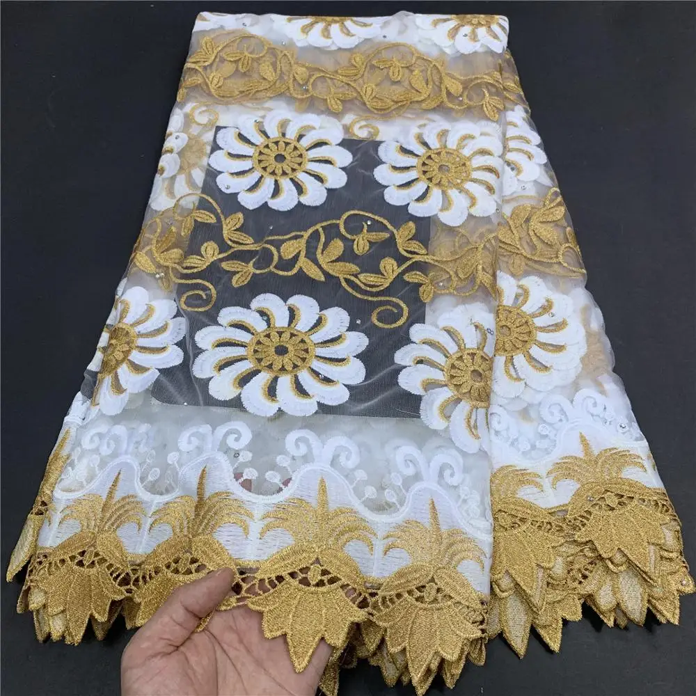 

MIQIER2021 High Quality African Nigerian French Tulle Lace Fabric Embroidery Dress Milk Silk Voile Wedding Party 2.5Yards