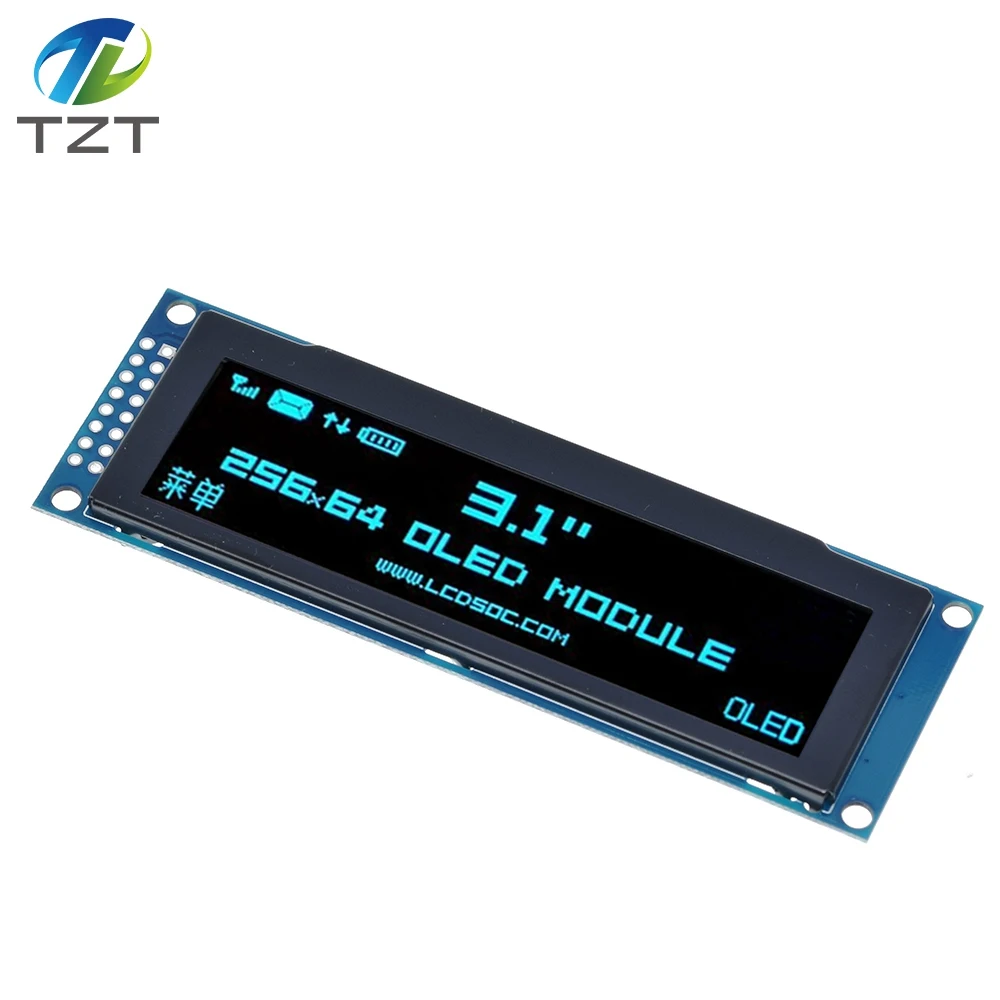 TZT настоящий OLED дисплей 3,1" 256*64 25664 точек Графический ЖК-модуль экран LCM экран SSD1322 контроллер Поддержка SPI - Цвет: Синий