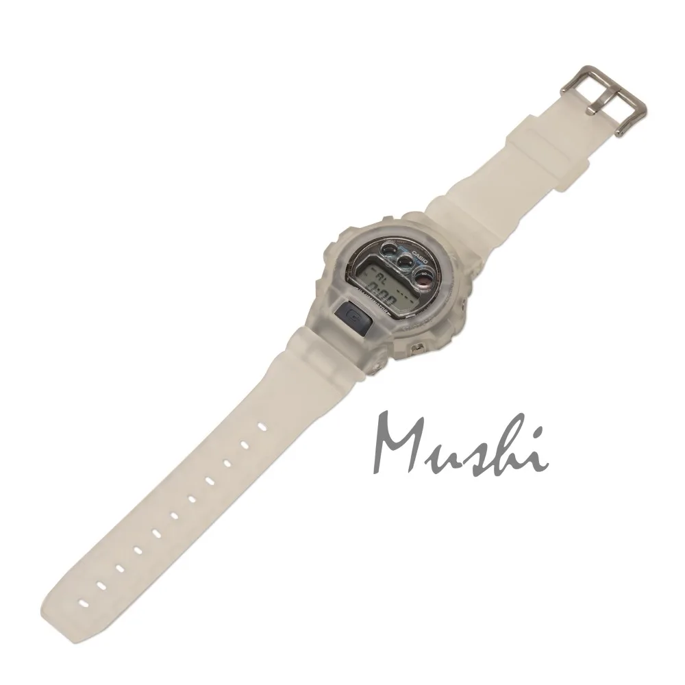 Mushi резина для Casio DW 6900 черный прозрачный синий желтый красный зеленый фиолетовый ремешок с пряжкой чехол для часов с инструментом