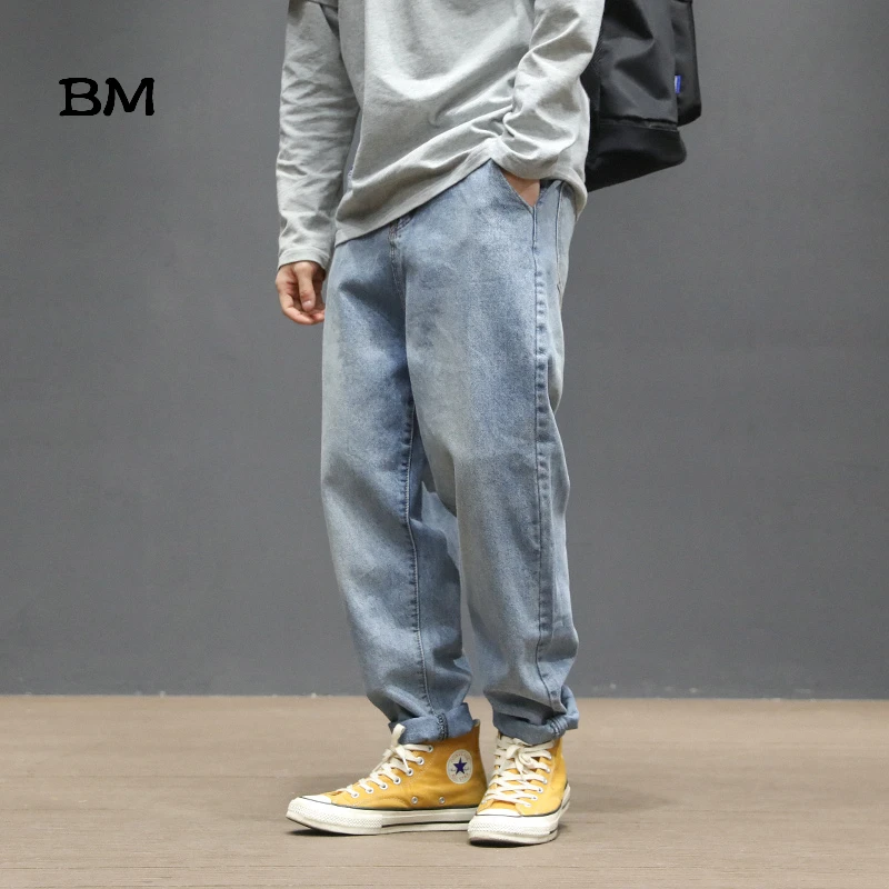Мужские прямые джинсы в стиле хип-хоп одежда Корейском уличная harajuku modis свободная