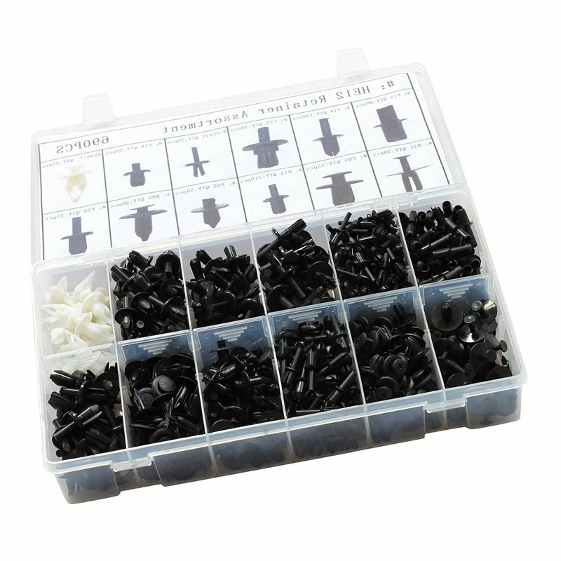 690Pcs Car Body Push Pin Rivet Trim Panel Fastener Clip Moulding Assortment+Tool |
