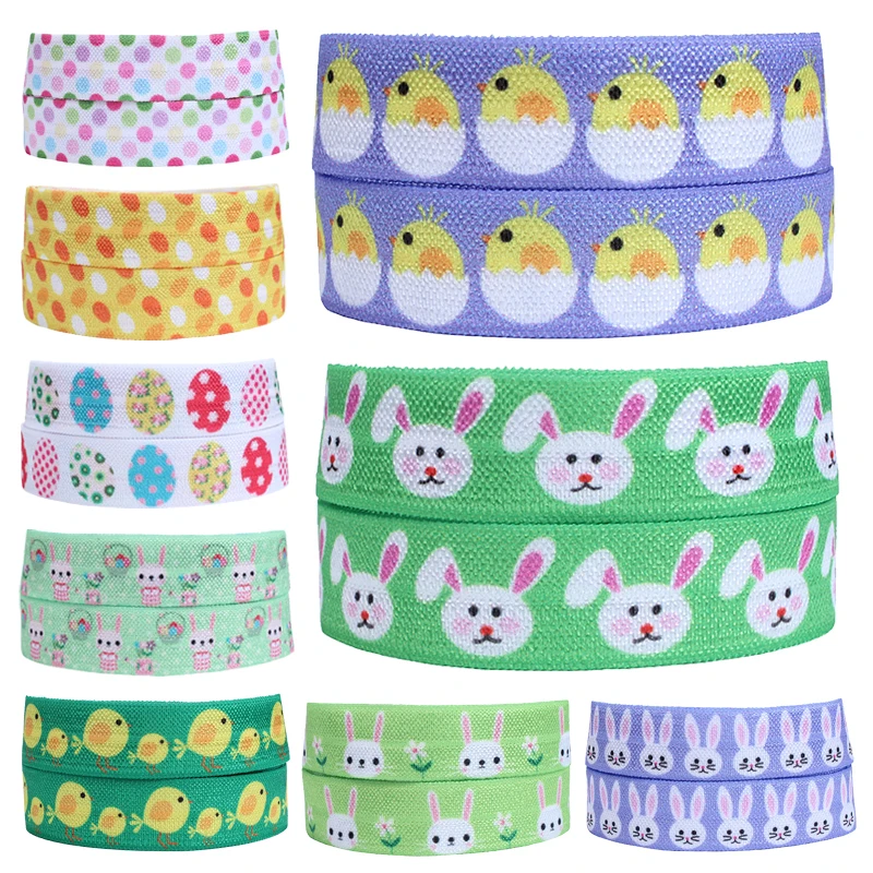 

bunny and egg printed Easter day foe fold over elastic (50 yards/lot)