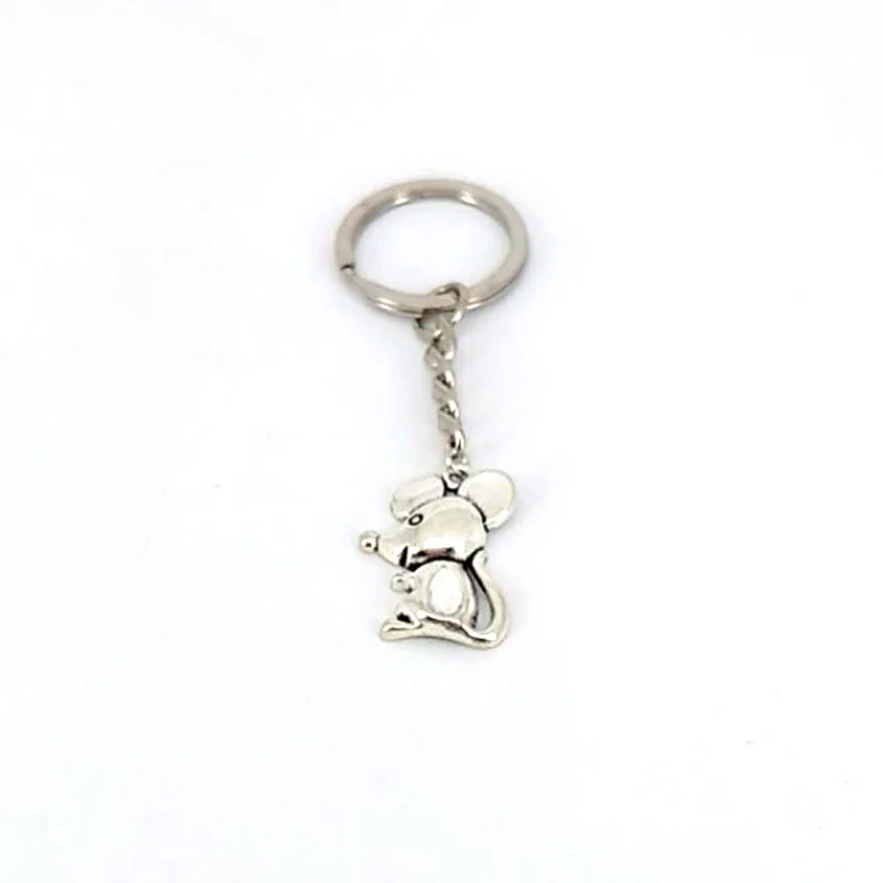 

hzew Exquisite cute cartoon mouse keychain Ancient silver rat key chain gift for children