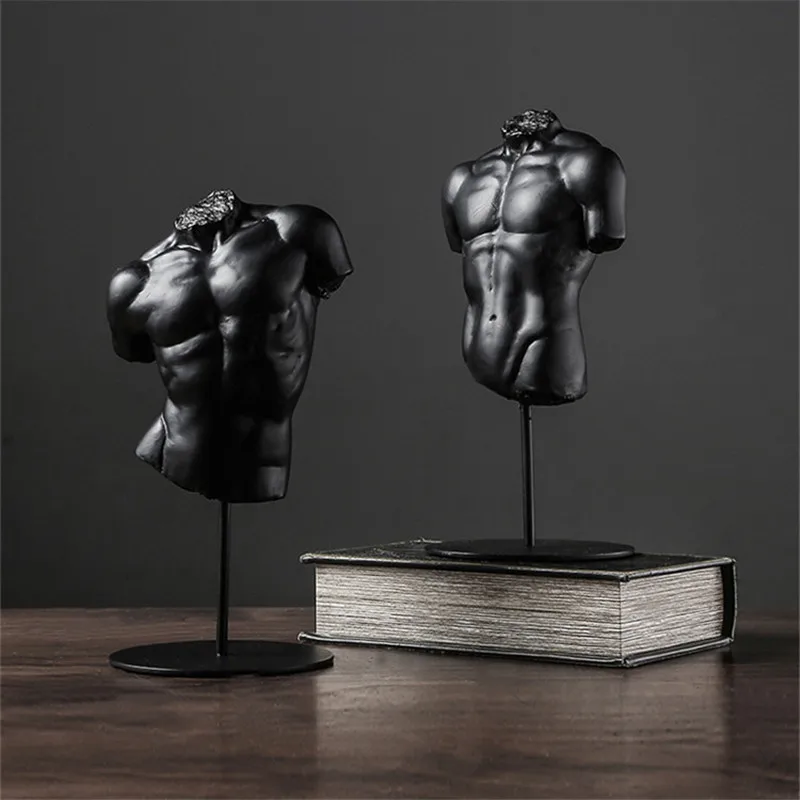 

Retro Man Bust Art Sculpture Gypsum Boy Bust Figure Figurines Creative Resin Crafts European Home Decorations R5081